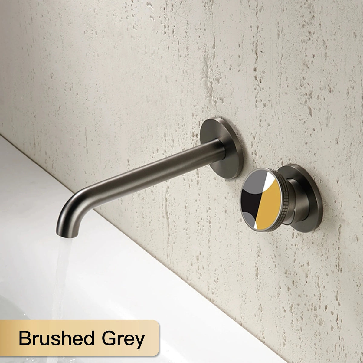 Modern luxury gun gray brass bathroom faucet with wall mounted design, cold and hot dual control, simple basin faucet