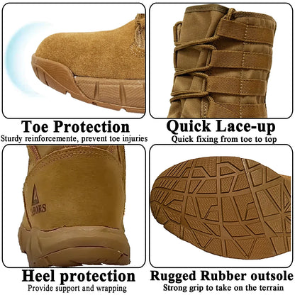 LAHORS® Lightweight Suede Leather Tactical Combat Boot Men Outdoor Hiking Desert Army Shoes Breathable Male Ankle Boots Man Made