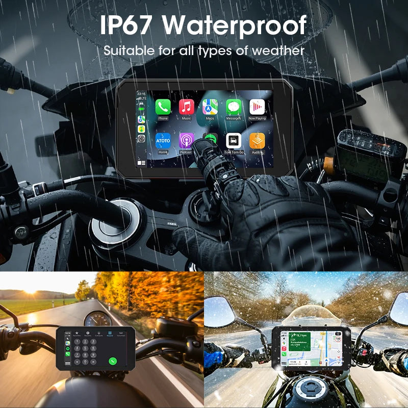 Jansite Dual Bluetooth Motorcycle Carplay Screen Navigation GPS Display IP67 Waterproof Support Helmet Intercom Moto Accessories