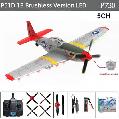 New P51D Mustang Remote Control Aircraft 2.4G One Click Aerobatic Flight 5CH Glider RTF Equipped with Xpilot Stability System