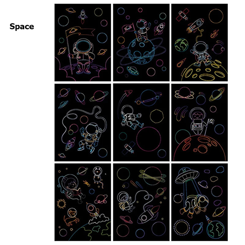 Cartoon Scratch Painting Children Drawing Toys Art Creativity DIY Graffiti Supplies Dazzling Color Scratched Paintbook TMZ