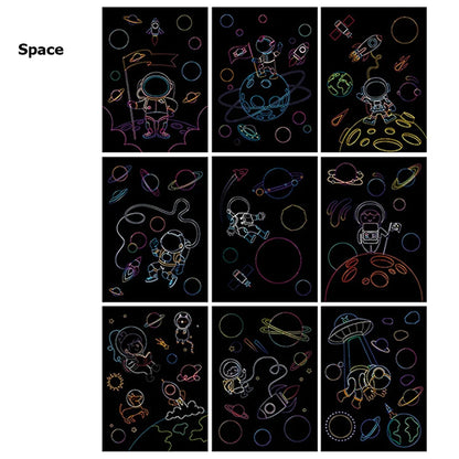 Cartoon Scratch Painting Children Drawing Toys Art Creativity DIY Graffiti Supplies Dazzling Color Scratched Paintbook TMZ