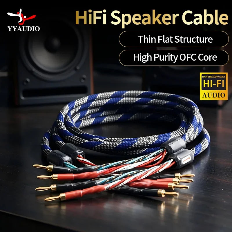 2 to 4 Banana Speaker Cable Hifi Audio Cable High End Audio Amplifier One Pair Copper Jack Ofc Speaker Cable Banana Plug Cable