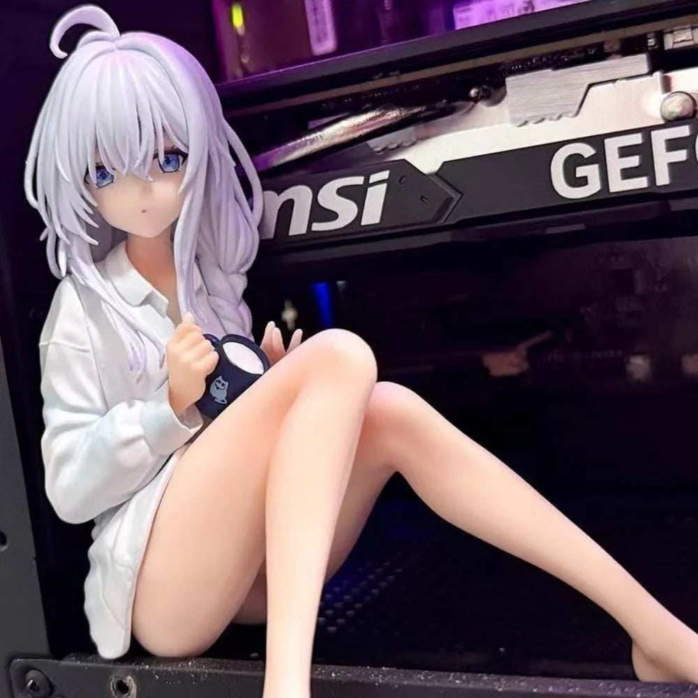 Hot The Journey Of Elaina Sitting In Pajamas Anime Girl Figure 11cm Model Statue Collection Desktop Decoration Toys