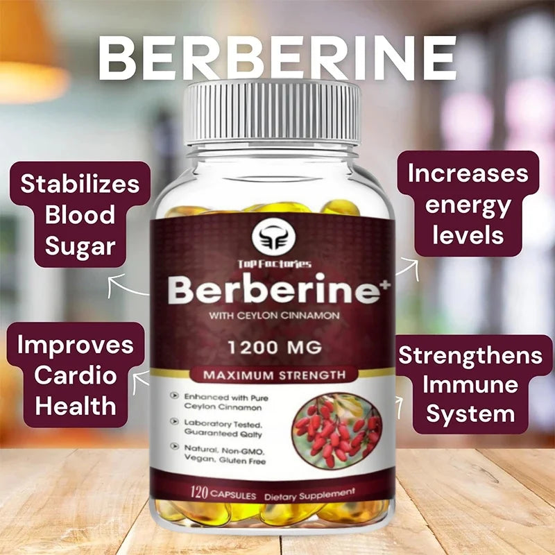 Berberine HCl 1200mg, 120 Capsules Vegetarian - Gluten Free and Non GMO