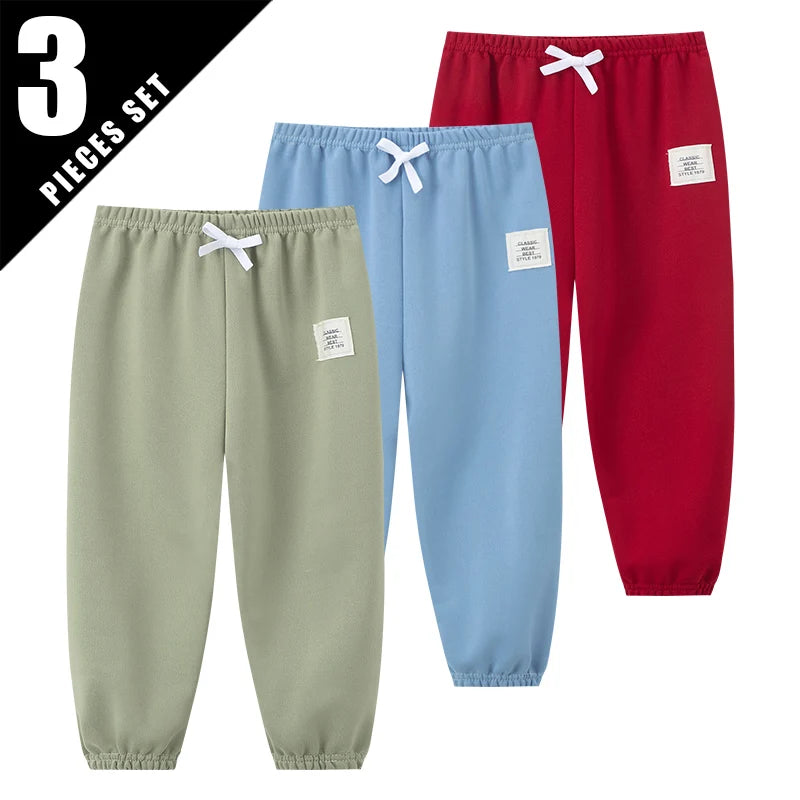 1/3 Pcs Four Seasons Children's Leisure Sports Pants Solid Color Basic Boy Running Holiday 9 Pants Girl Joker Comfortable Pants