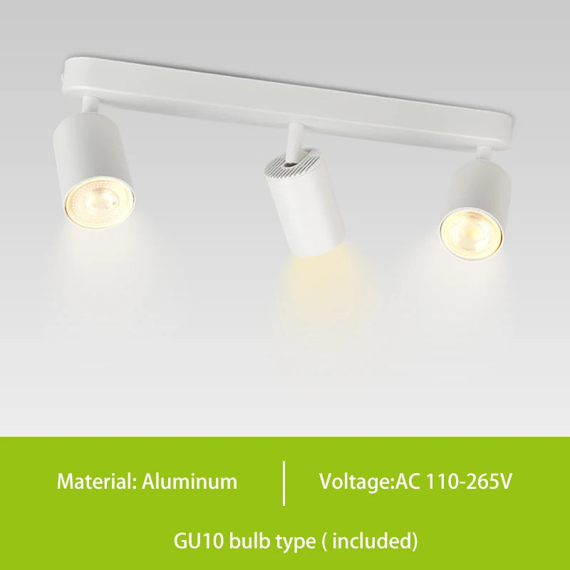 GU10 LED Track Light Spotlight 110-220V Suit Ceiling Lamp GU10 3 Color COB Spot Lights For Kitchen Commercial Living Room Home