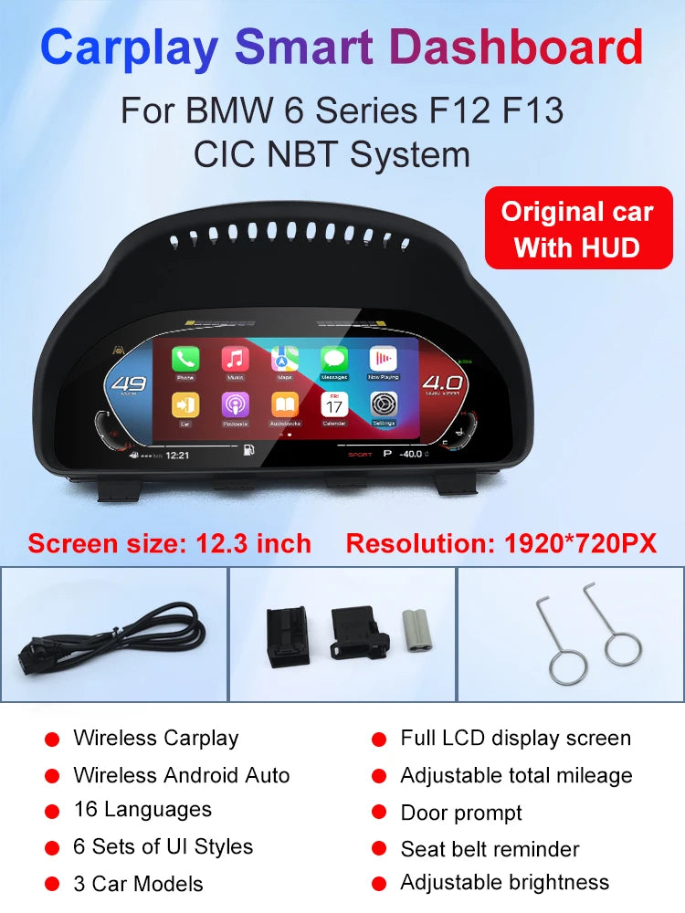 For BMW 5/6/7 series F06 F10 F11 F12 F01 F02 F03 X5 F15 X6 F16 X3 F25 X4 F26 Lcd Digital Dashboard Cluster Support Carplay Auto