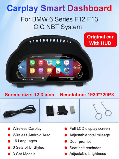 For BMW 5/6/7 series F06 F10 F11 F12 F01 F02 F03 X5 F15 X6 F16 X3 F25 X4 F26 Lcd Digital Dashboard Cluster Support Carplay Auto