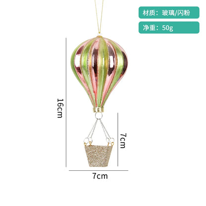 Christmas Decorations Creative Glass Painted Ornaments Astronaut Hot Air Balloon Globe Small Pendants Christmas Tree Hanging Decorations