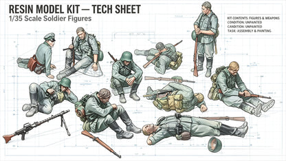 1/35 Military Resin Miniature Figures, Resting Soldiers Group GK Kit, Unpainted Unassembled Resin Model Kit for Hobby Painters