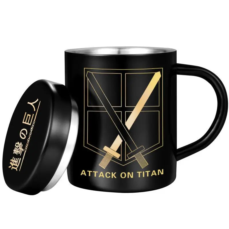 New Attack on Titan anime peripherals 304 stainless steel mug two-dimensional creative cartoon wings of freedom water cup gift