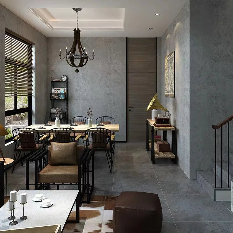 Vinyl Waterproof Self-Adhesive Wallpaper Vintage Cement Gray Wall Contact Paper,Store Bedroom Livingroom Renovation Stickers pvc