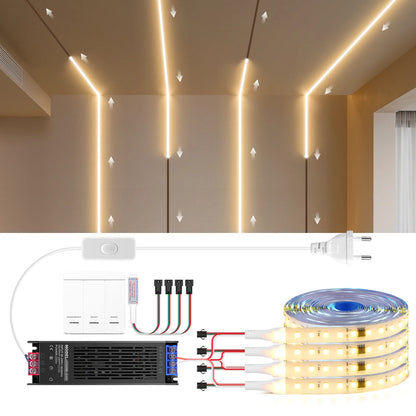 Smart Addressable Pixel WS2811 LED Strip Light 5M 10M KIT Running Water Flow Chasing LED Tape For Wall Ceiling Cabinet Decoratio