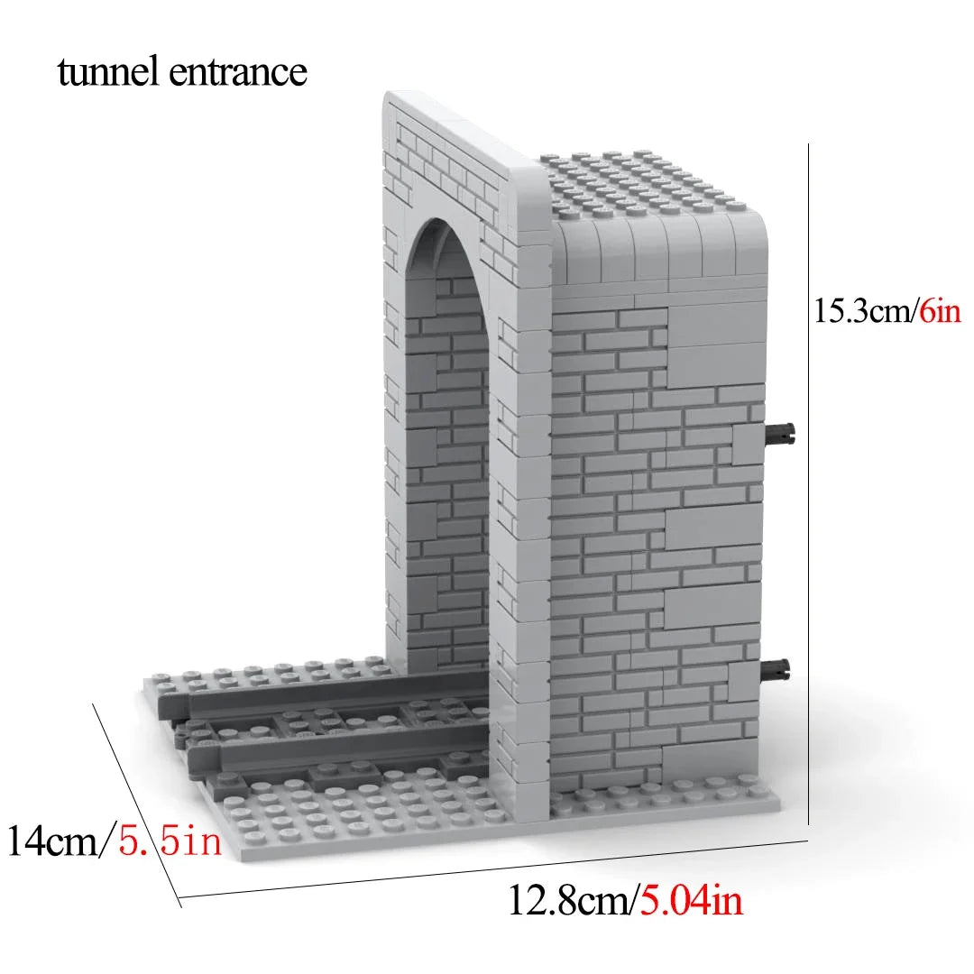 Creative Train Track Tunnel Building Blocks MOC City Tunnel Entrance and Exit Simulation Rockery Cave Scene Toy Gifts