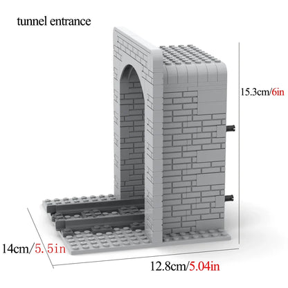 Creative Train Track Tunnel Building Blocks MOC City Tunnel Entrance and Exit Simulation Rockery Cave Scene Toy Gifts