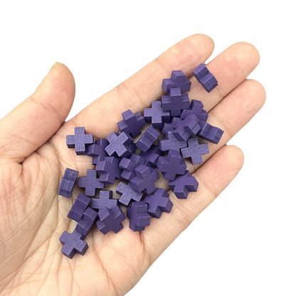 100PCS 10mm Wooden Game Tokens - Heart, Diamond, Cross, Star Shapes for Board Games, Chess, Card Markers & Tabletop Accessories