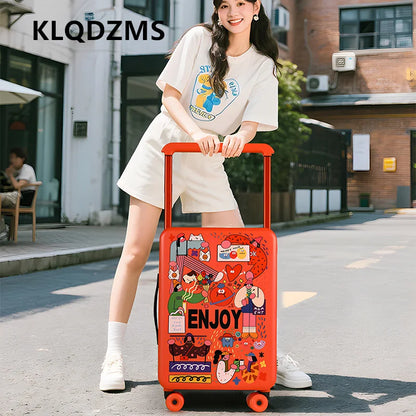 KLQDZMS Luggage High Quality 20"24"26 Inch Boarding Box Large Capacity Trolley Case Students Password Box Women's Suitcase