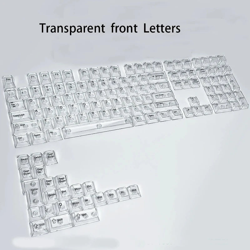 Crystal Transparent Cherry Profile Keycaps For Mechanical Gaming Keyboard ISO Enter PC Key Caps Side Carving Backlit RGB Keycap