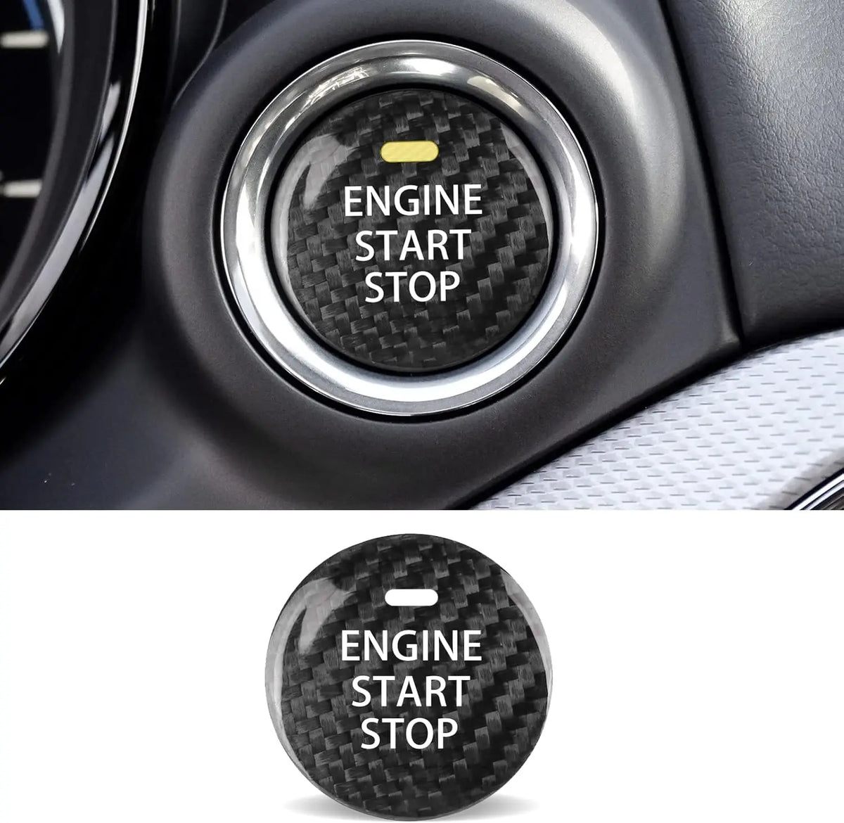 For Mazda 3 6 CX-3 CX-5 CX-9 MX-5 Miata Real Carbon Fiber Car Keyless Engine Start Stop Push Button Cover Sticker Accessories