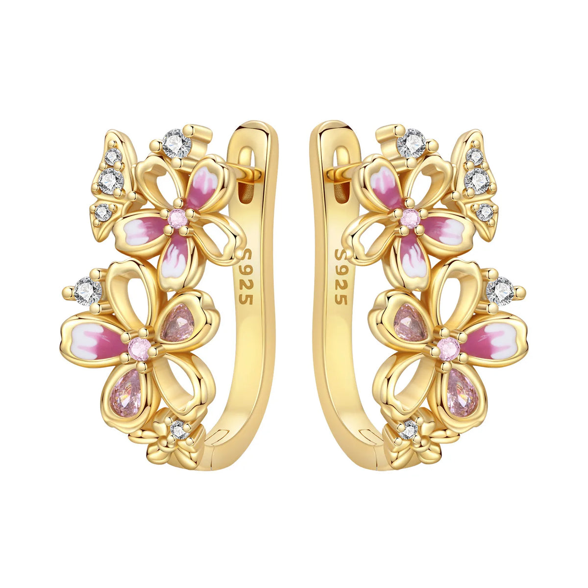 PANPOKI Original 925 Sterling Silver Beautiful Tulip Flower Earrings Women Hoop Earring Anniversary Jewelry Trendy Gifts