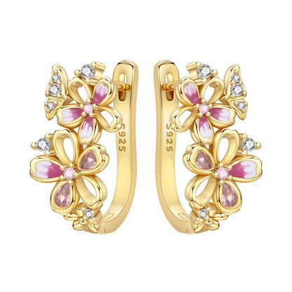 PANPOKI Original 925 Sterling Silver Beautiful Tulip Flower Earrings Women Hoop Earring Anniversary Jewelry Trendy Gifts