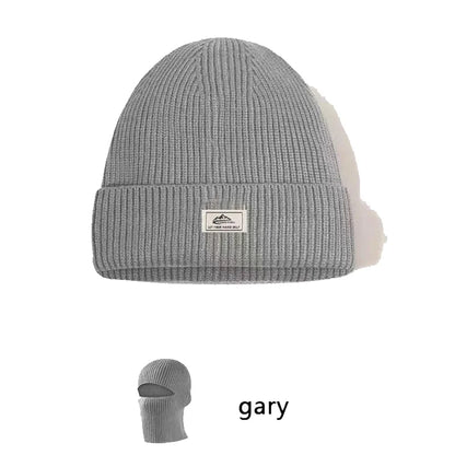 2In1 Mask Beanies Hat Kintted Thicken Winter Ski Balaclava Full Face Mask Thermal Windproof Coldproof Running Earmuffs Hat