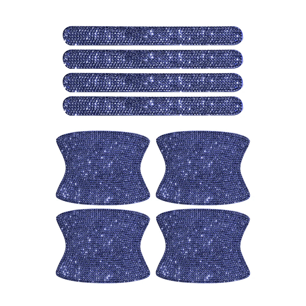 8PCS Universal Car Door Handle Sticker Decal Warning Diamond Auto Strip Driving Safety Bling Car Accessories for Girls Wholesale