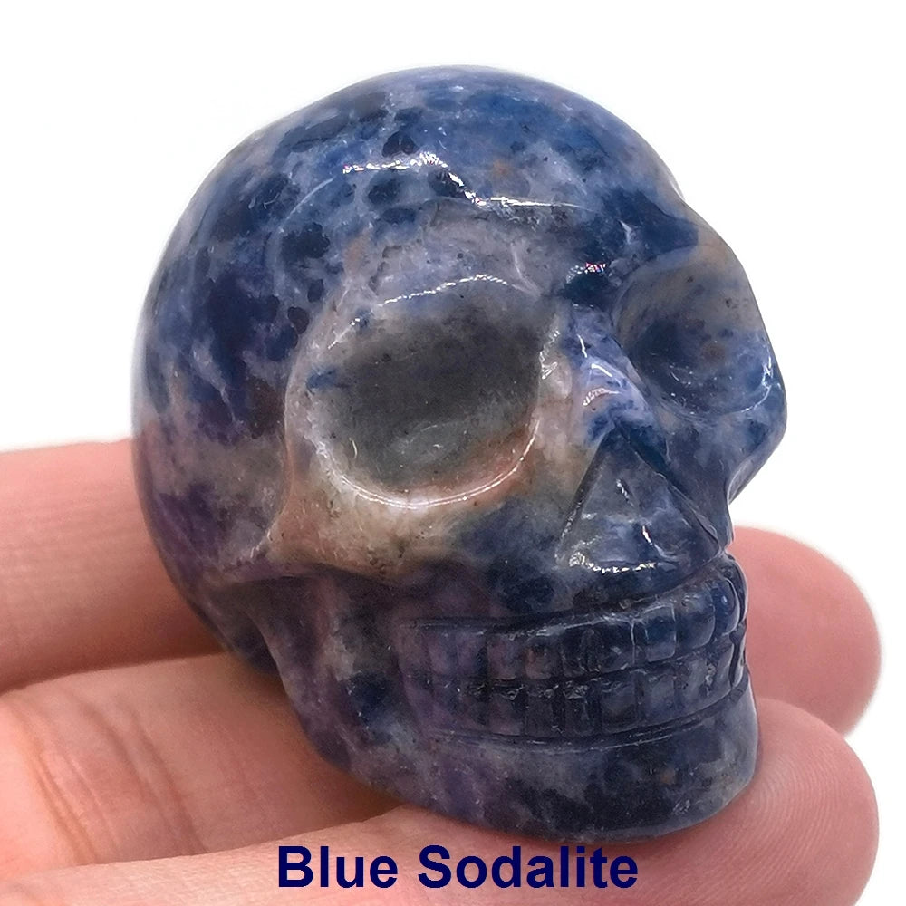 Wholesale 1.5" Natural Stones Crystal Skull Statue Amethyst Quartz Tiger Eye Carved Ore Mineral Crystals Figurine Home Decor