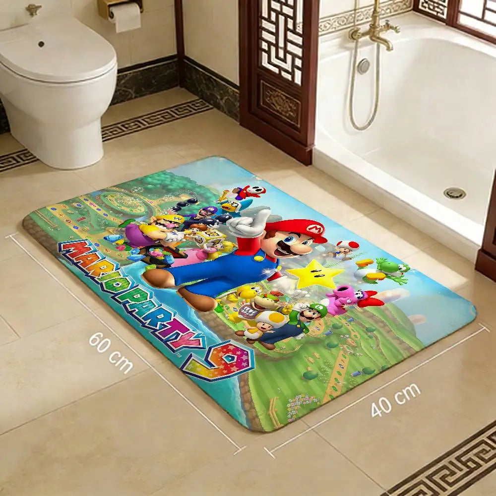 Game M-marioes Cartoon Bathroom Mat Anti-slip Absorb Water Long Strip Cushion Bedroon Mat Welcome Doormat