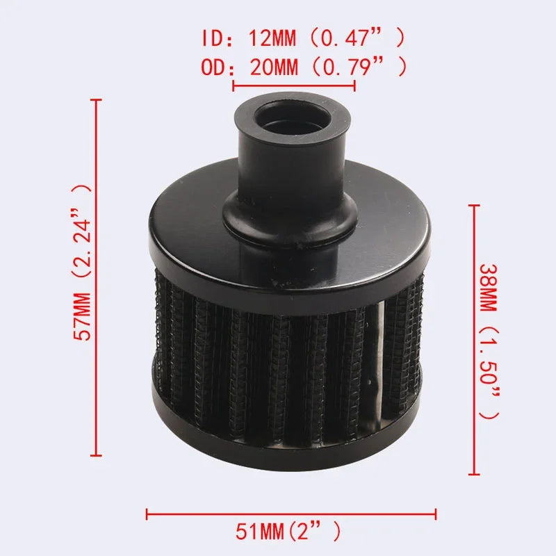 R-EP Car Air Filter 12mm 25mm for Motorcycle Cold Air Intake High Flow Crankcase Vent Cover Mini Breather Filters Universal
