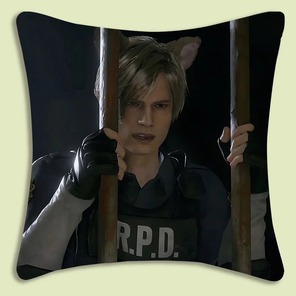 Pillow Covers Cartoon Leon Kennedy Sofa Decorative Home Double-sided Printing Short Plush Cute Cushion Cover