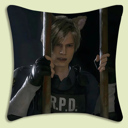 Pillow Covers Cartoon Leon Kennedy Sofa Decorative Home Double-sided Printing Short Plush Cute Cushion Cover