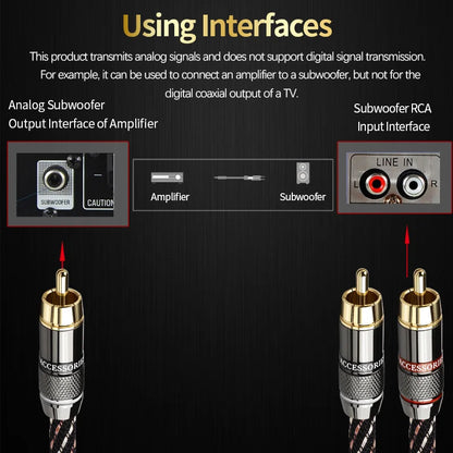 YYTCG HIFI rca to 2rca audio cable 6N OFC Subwoofer Y Cable RCA 1 Male to 2 Male Audio cable for Speaker,DVD, TV, Amplifier
