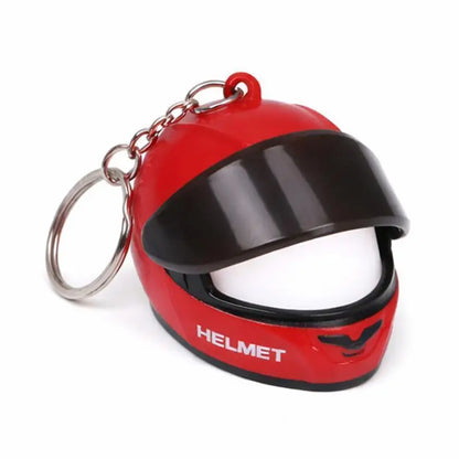 Cool Motorcycle Helmet Keychain with Light Creative Mini Helmet Key Chain for Bags and Keys, Night Warning Light