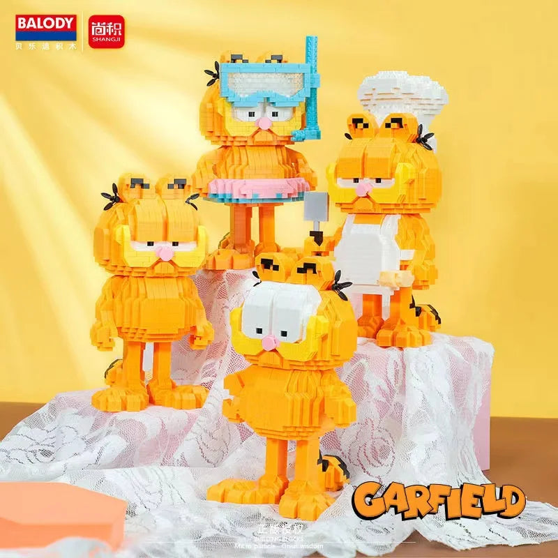 Out of print BALODY Garfield Mini Blocks SpongeBob Smurfs Figures Collection Building Toy DIY Bricks for Kids Present Toy Gift