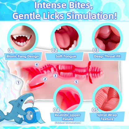 YUU Mouth Male Masturbator Real Mouth Deep Throat Pocket Pussy Blowjob with Fangs Tongue Sea Predator Masturbation Toys Oral Sex