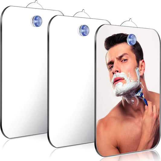 Unbreakable Acrylic Fog Free Mirror Wall Suction Portable Travel Shaving Makeup Bathroom Accessory for Women