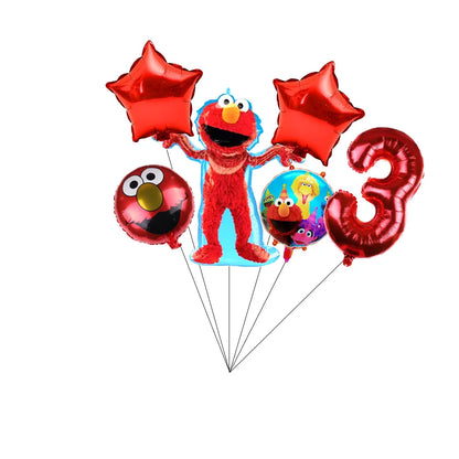 Cartoon Sesames Streeted Birthday Party Decoration Elmo Theme Balloon Set Plates Tissue Tablecloth Party Supplies Baby Shower