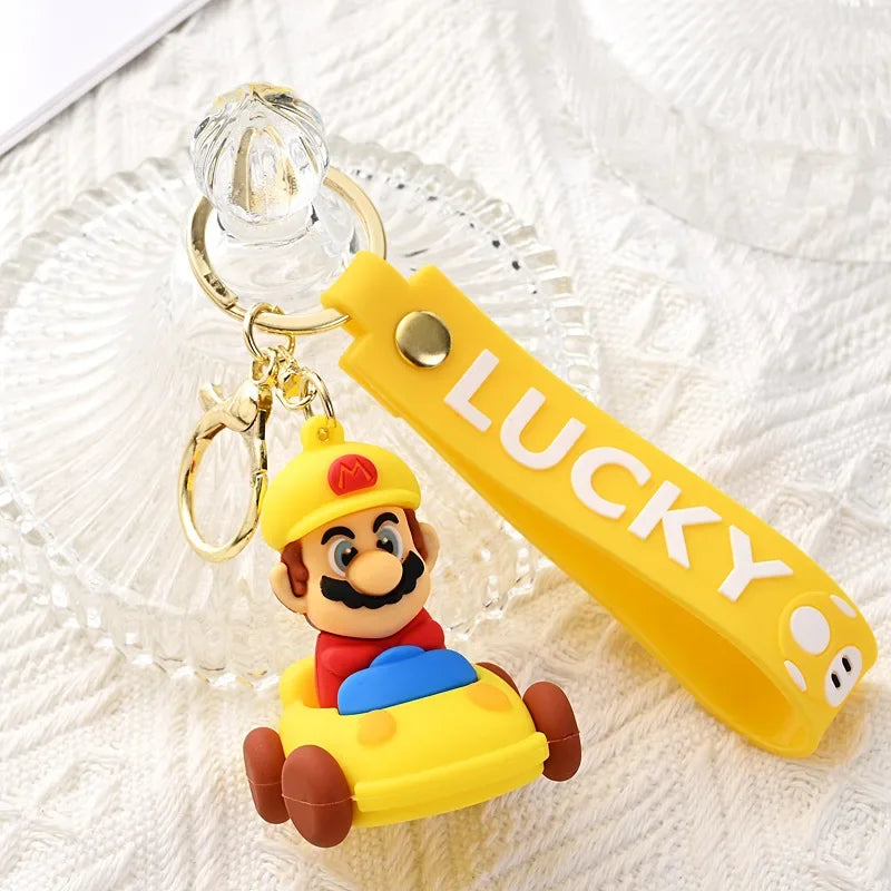 Mario Keychain Mario Bros Luigi Figure Toad Yoshi Bowser Action Figure Model Cartoon Bag Doll Pendant Toys Gift