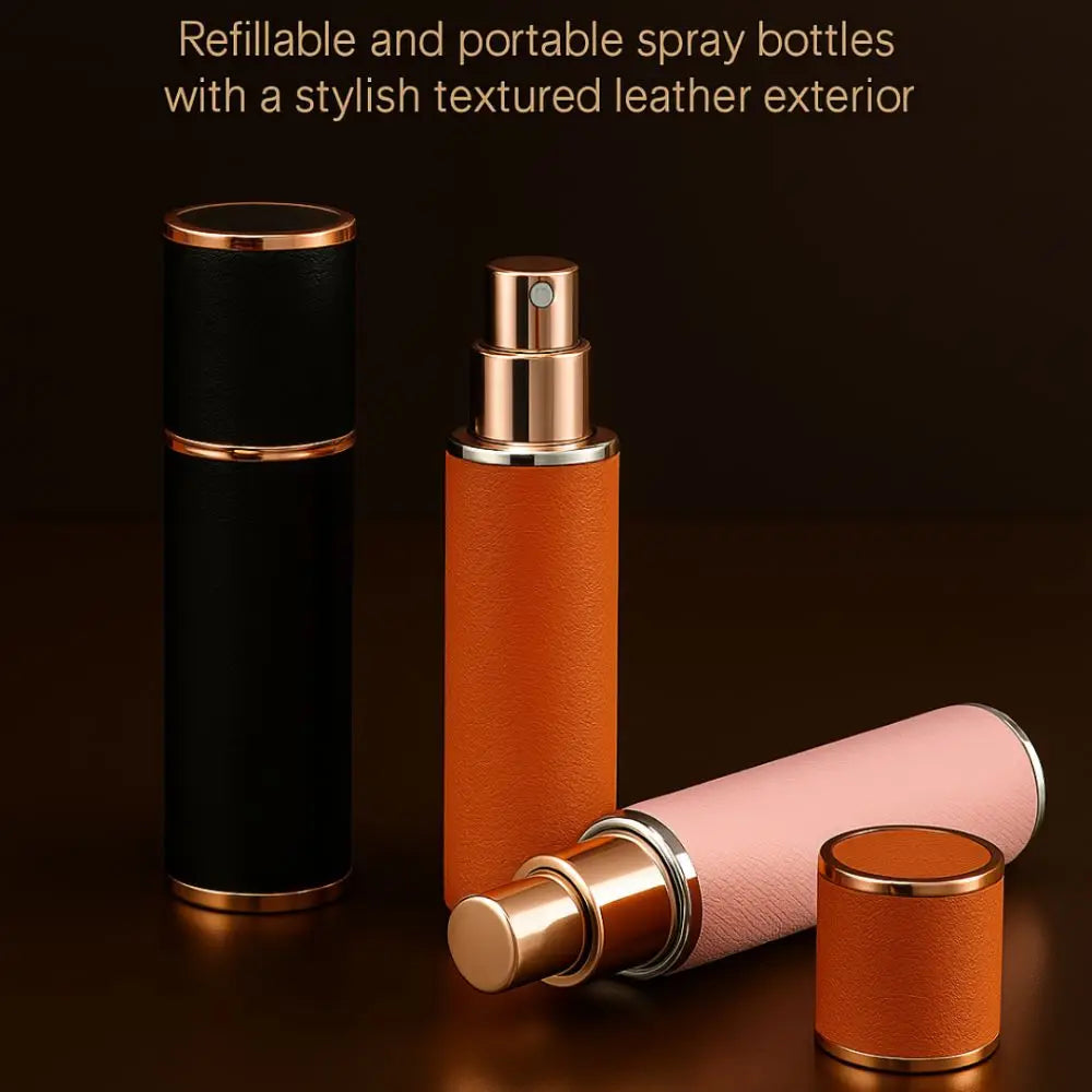 10ml Mini Perfume Bottle PU Leather Essential Oil Alcohol Spray Rotating Bottle Refillable Spray Atomizer Bottle