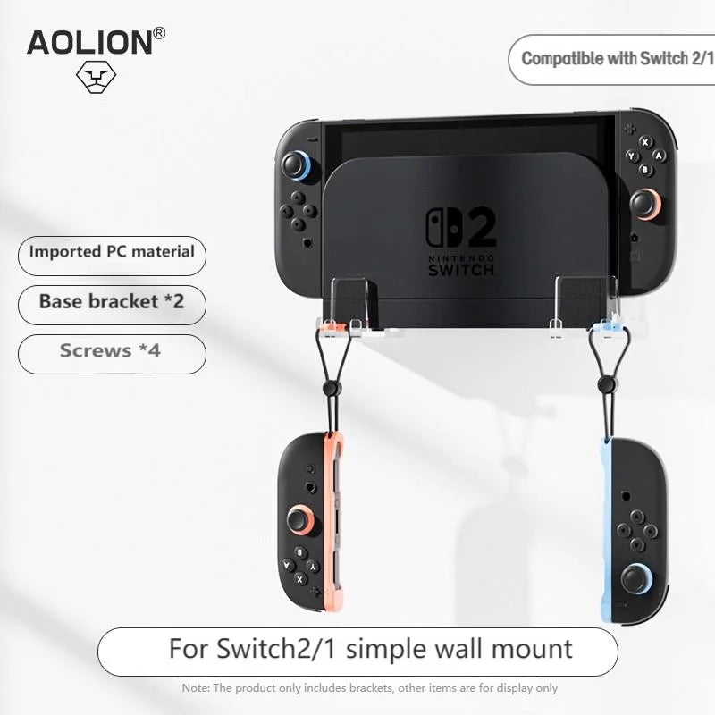 Aolion For Switch 2/1 Wall Mount Holders Controller Hooks Console Holder Stand for Switch Wrist Strap Hand Rope Game Accessories