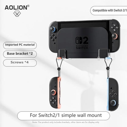Aolion For Switch 2/1 Wall Mount Holders Controller Hooks Console Holder Stand for Switch Wrist Strap Hand Rope Game Accessories