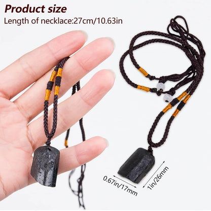 Black Tourmaline Pendant Rough Stone Natural Stone Necklace Ornament Crystal Thick Black Healing Energy Jewelry Gift