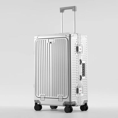 KLQDZMS Suitcase Front Opening Boarding Box Full Aluminum Magnesium Alloy Trolley Case 20 "24 Inches Multi-function Luggage