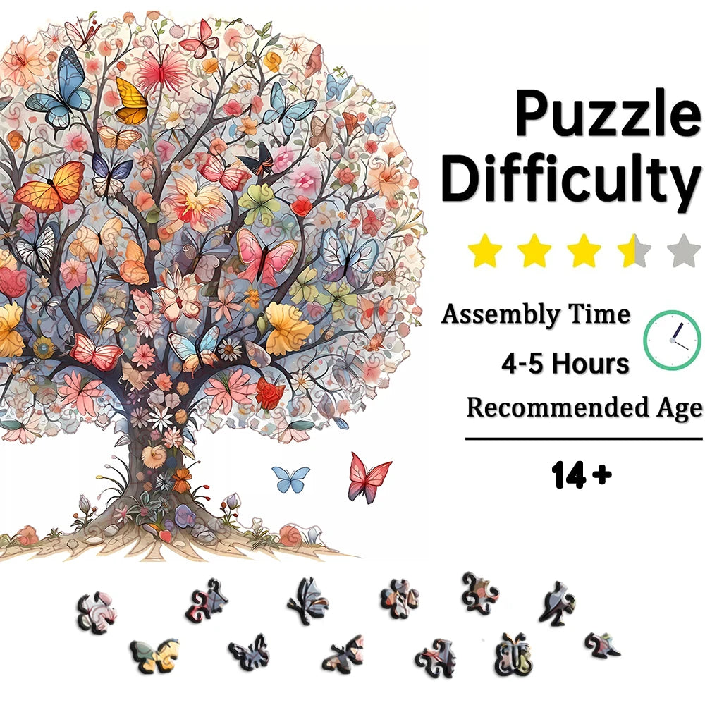 Wooden Puzzle - Adult Unique Alien Advanced Wooden Puzzle Gift - Happiness Tree, Ocean World Animal Jigsaw Puzzles Family Game