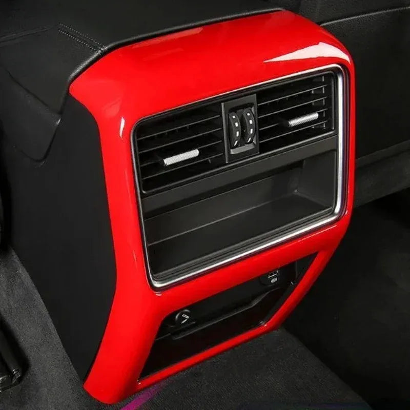 For Porsche Macan Cayenne 2011-2022 ABS Red Car Rear Air-conditioning Outlet Frame Cover Trim Interior Car Accessories