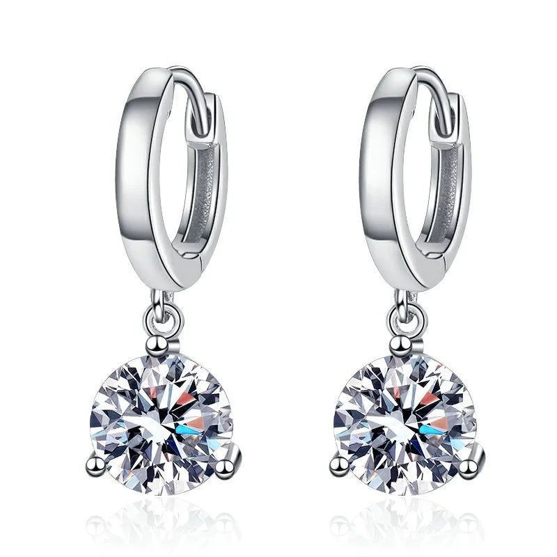 1ct/ 2ct/4ct Moissanite Diamond Earrings S925 Sliver Orginal Drop Earring Wedding Bride Jewelry with Certificate for Women