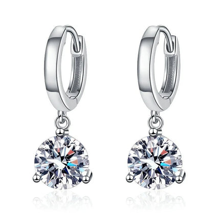 1ct/ 2ct/4ct Moissanite Diamond Earrings S925 Sliver Orginal Drop Earring Wedding Bride Jewelry with Certificate for Women