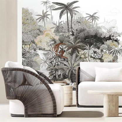 Custom Nordic Southeast Asian American Landscape Wallpaper Guest Restaurant Bedroom Background Jungle Tropical Plant Wall Paper